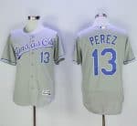 Royals #13 Salvador Perez Grey Flexbase Authentic Collection Stitched Jersey