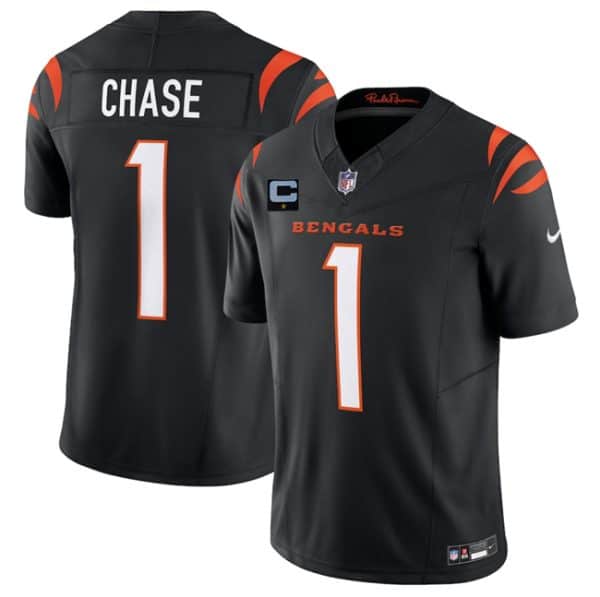 Cincinnati Bengals #1 Ja'Marr Chase Black 2025 F.U.S.E. With 1-Star C Patch Vapor Untouchable Limited Stitched Jersey