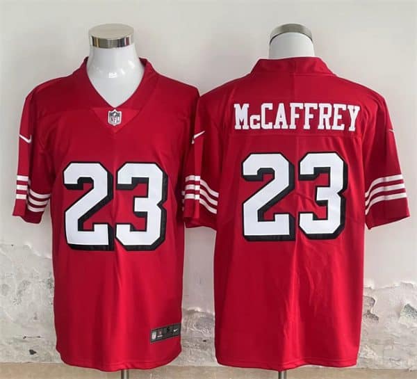 San Francisco 49ers #23 Christian McCaffrey Red Vapor Untouchable Limited Stitched Jersey