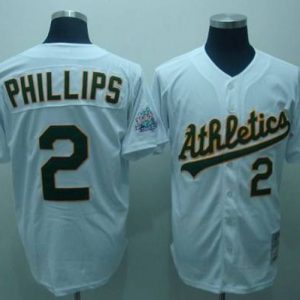 Mitchell And Ness Athletics #2 Tony Phillips Stitched White Throwback Jersey