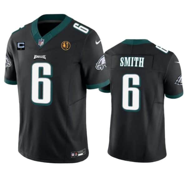 Philadelphia Eagles #6 DeVonta Smith Black 2023 F.U.S.E. With 1-Star C Patch And John Madden Patch Vapor Limited Stitched Jersey