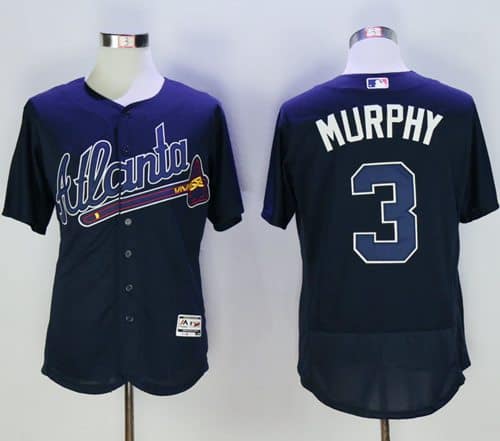 Braves #3 Dale Murphy Navy Blue Flexbase Authentic Collection Stitched Jersey