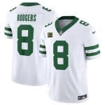 New York Jets #8 Aaron Rodgers White 2024 F.U.S.E. With 4-Star C Patch Vapor Limited Throwback Stitched Jersey