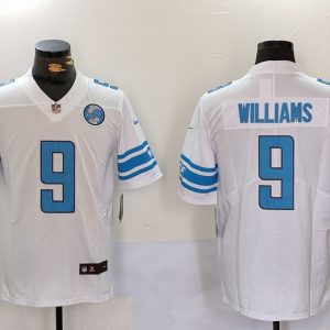 Detroit Lions #9 Jameson Williams White With Patch Vapor Untouchable Limited Stitched Jersey