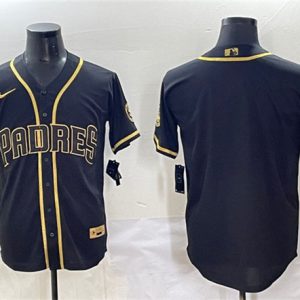 San Diego Padres Blank Black Gold Stitched Jersey