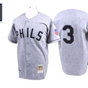 Mitchell And Ness 1942 Phillies #3 Chuck Klein Grey Stitched Jersey