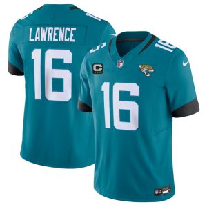 Jacksonville Jaguars #16 Trevor Lawrence Teal 2023 F.U.S.E With 3- Star C Patch Vapor Untouchable Limited Stitched Jersey
