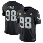 Las Vegas Raiders #98 Maxx Crosby Black 2024 F.U.S.E. With 65th Anniversary Patch And 4-Star C Patch Stitched Jersey