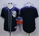 Padres Blank Dark Blue Cool Base Stitched Jersey