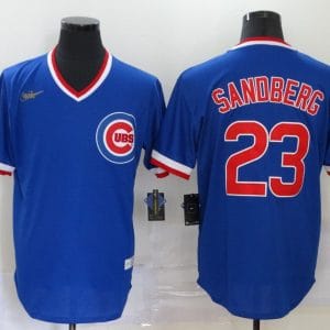 Chicago Cubs #23 Ryne Sandberg Blue Throwback Cool Base Stitched Jersey