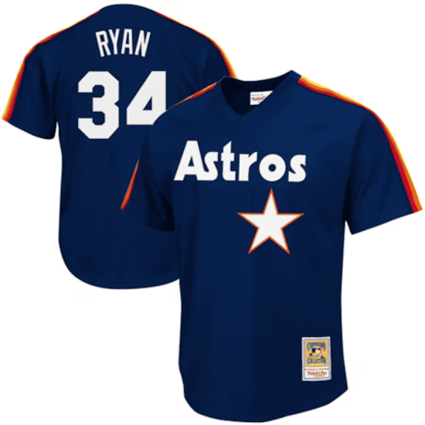 Astros #34 Nolan Ryan Navy Blue Mitchell Ness 1988 Cooperstown Collection Mesh Batting Practice Jersey