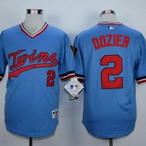 Twins #2 Brian Dozier Light Blue 1984 Turn Back The Clock Stitched Jersey