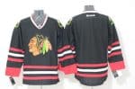 Blackhawks Stitched Blank Black Jersey