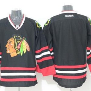 Blackhawks Stitched Blank Black Jersey