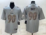 Pittsburgh Steelers #90 T.J. Watt Gray With Patch Atmosphere Fashion Stitched Jersey