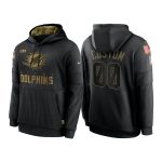Miami Dolphins Customized 2020 Black Salute To Service Sideline Performance Pullover NFL Hoodie