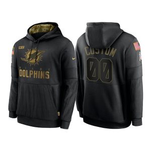 Miami Dolphins Customized 2020 Black Salute To Service Sideline Performance Pullover NFL Hoodie
