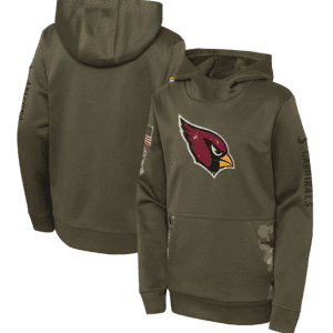 Youth Arizona Cardinals 2022 Olive Salute To Service Therma Performance Pullover Hoodie