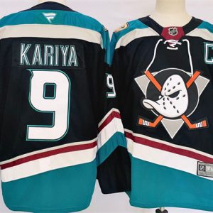 Anaheim Ducks #9 Paul Kariya Black Teal 2024-25 Stitched Jersey