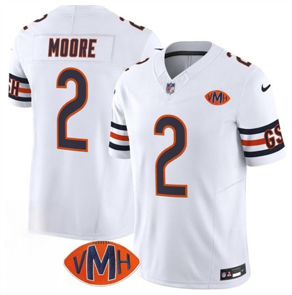 Chicago Bears #2 D.J. Moore White 2025 F.U.S.E. With VMH Patch Vapor Untouchable Limited Football Stitched Jersey