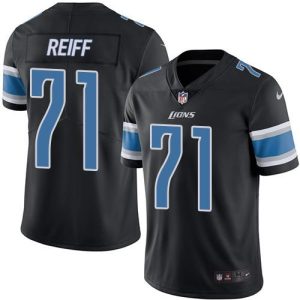 Lions #71 Riley Reiff Black Stitched Limited Rush Nike Jersey