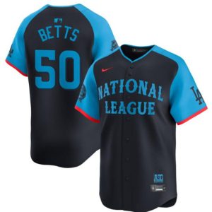 National League #50 Mookie Betts Navy 2024 All-Star Limited Stitched Jersey