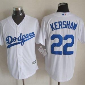 Dodgers #22 Clayton Kershaw White New Cool Base Stitched Jersey