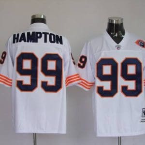 Mitchell Ness Bears #99 Dan Hampton White With Big Number Bear Patch Stitched Throwback Jersey