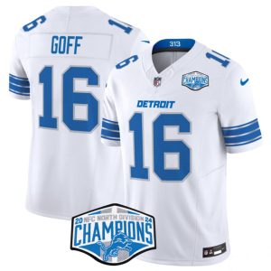 Detroit Lions #16 Jared Goff White 2024 NFC North Champions F.U.S.E. Vapor Limited Stitched Jersey