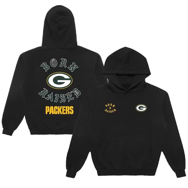 Green Bay Packers Black Born X Raised Unisex Pullover Hoodie