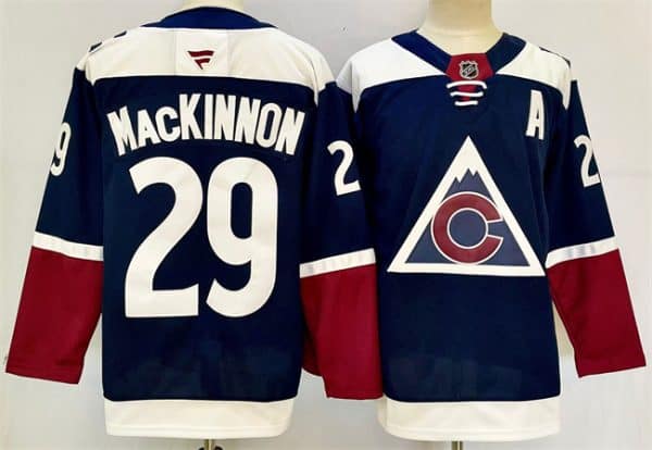 Colorado Avalanche #29 Nathan MacKinnon Navy 2024-25 Alternate With A Patch Stitched Jersey