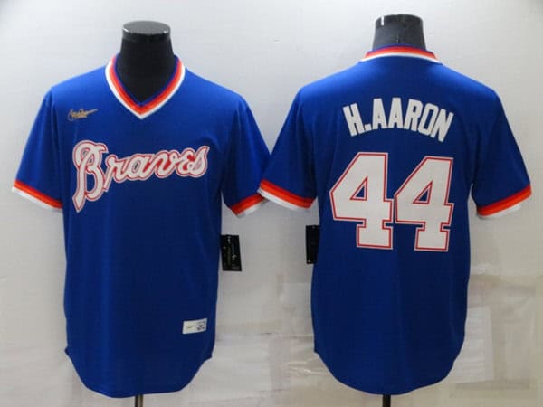 Atlanta Braves #44 Hank Aaron Royal Cool Base Stitched Jersey