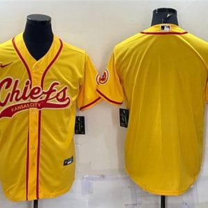 Kansas City Chiefs Blank Gold With Patch Cool Base Stitched Baseball Jersey