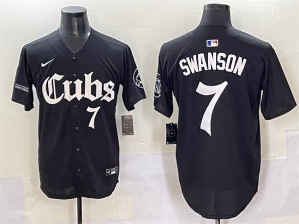 Chicago Cubs #7 Dansby Swanson Black 'Gothic North Side Edition' Vapor Premier Limited Stitched Jersey
