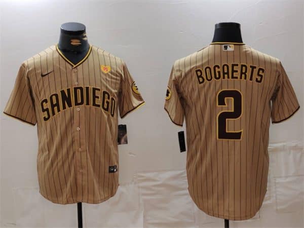 San Diego Padres #2 Xander Bogaerts Tan With PS Patch Cool Base Stitched Jersey