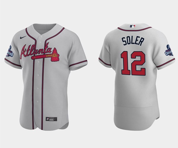 Atlanta Braves #12 Jorge Soler 2021 Gray World Series Champions Flex Base Stitched Jersey