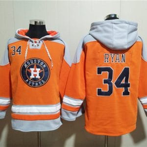 Houston Astros #34 Nolan Ryan Orange Ageless Must-Have Lace-Up Pullover Hoodie