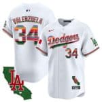 Los Angeles Dodgers #34 Fernando Valenzuela White Mexico California Patch Vapor Premier Limited Stitched Jersey