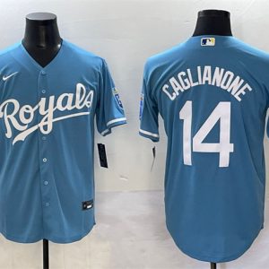 Kansas City Royals #14 Jac Caglianone Light Blue Cool Base Stitched Jersey