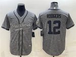 Green Bay Packers #12 Aaron Rodgers Gray With Patch Cool Base Stitched Jersey