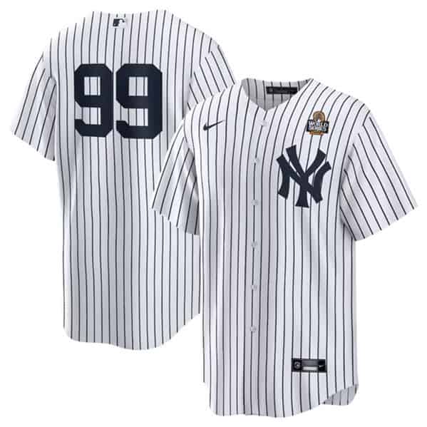 New York Yankees #99 Aaron Judge White 2024 World Series Cool Base Stitched Jersey