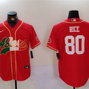 San Francisco 49ers #80 Jerry Rice Red Mexico With Patch Stitched Jersey