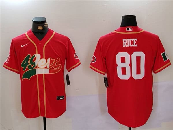 San Francisco 49ers #80 Jerry Rice Red Mexico With Patch Stitched Jersey