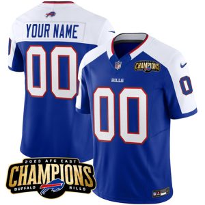 Buffalo Bills Custom Blue White 2023 F.U.S.E. AFC East Champions Ptach Stitched Jersey