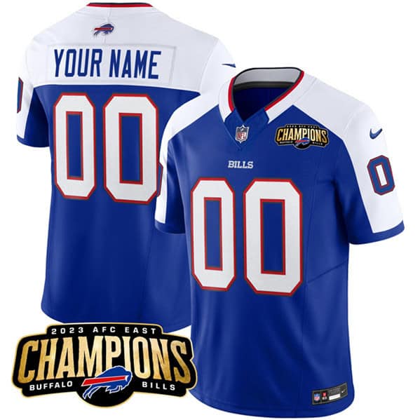 Buffalo Bills Custom Blue White 2023 F.U.S.E. AFC East Champions Ptach Stitched Jersey