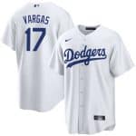 Los Angeles Dodgers #17 Miguel Vargas White Cool Base Stitched Jersey