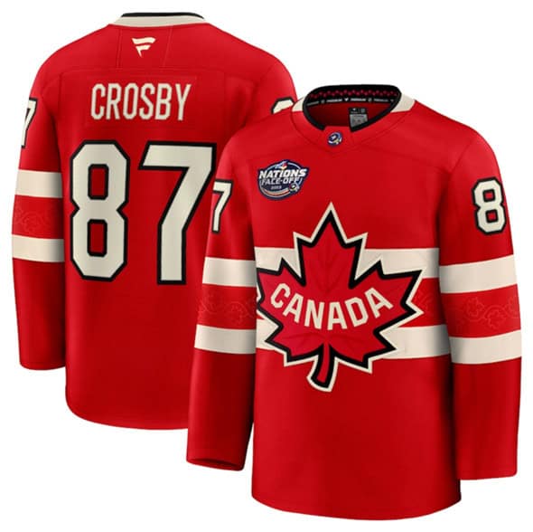 Canada #87 Sidney Crosby Red 2025 4 Nations Face-Off Premium Stitched Jersey