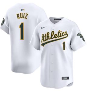 Oakland Athletics #1 Esteury Ruiz White Home Limited Stitched Jersey