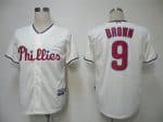 Phillies #9 Domoic Brown Cream Cool Base Stitched Jersey