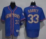 Mets #33 Matt Harvey Blue(Grey NO.) Flexbase Authentic Collection Stitched Jersey